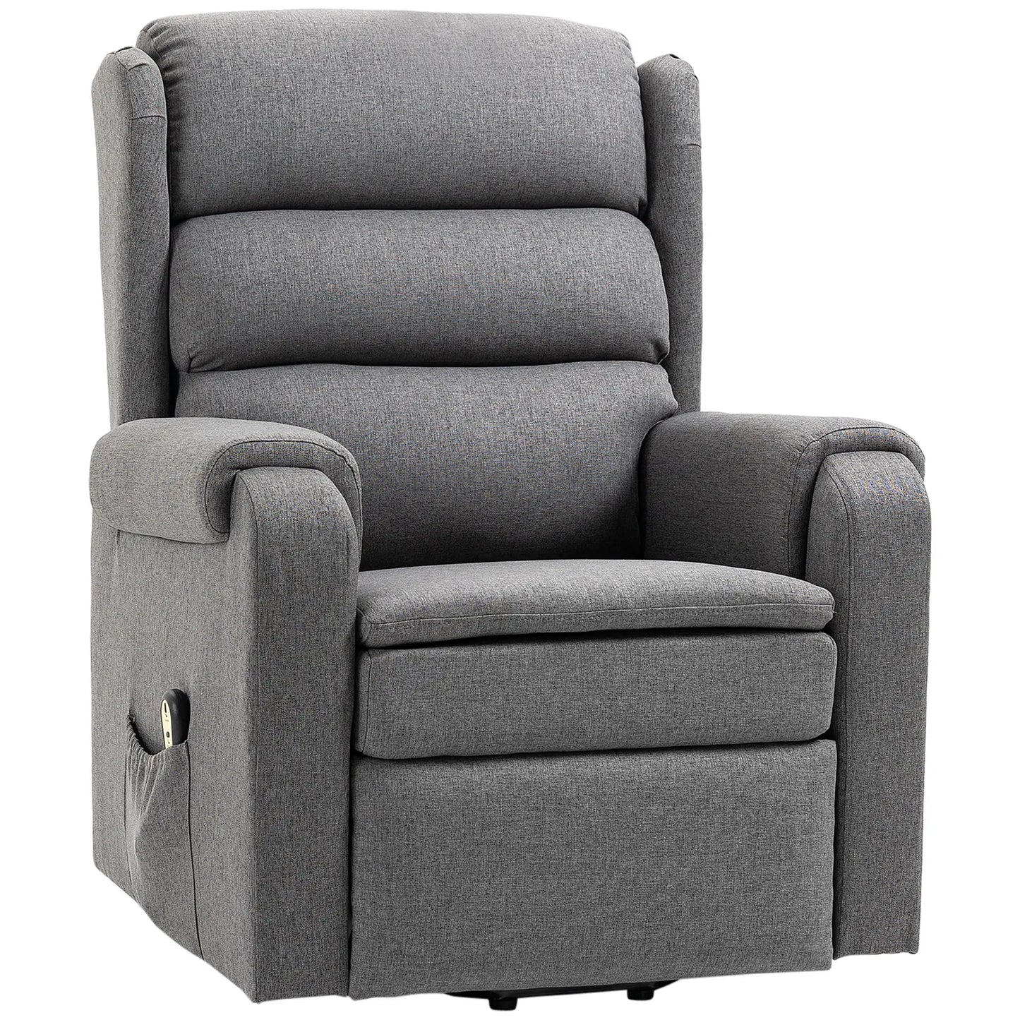 Power Lift Chair Recliner with Footrest, Remote, Side Pockets, Grey Electric Power Lift Chairs at Gallery Canada