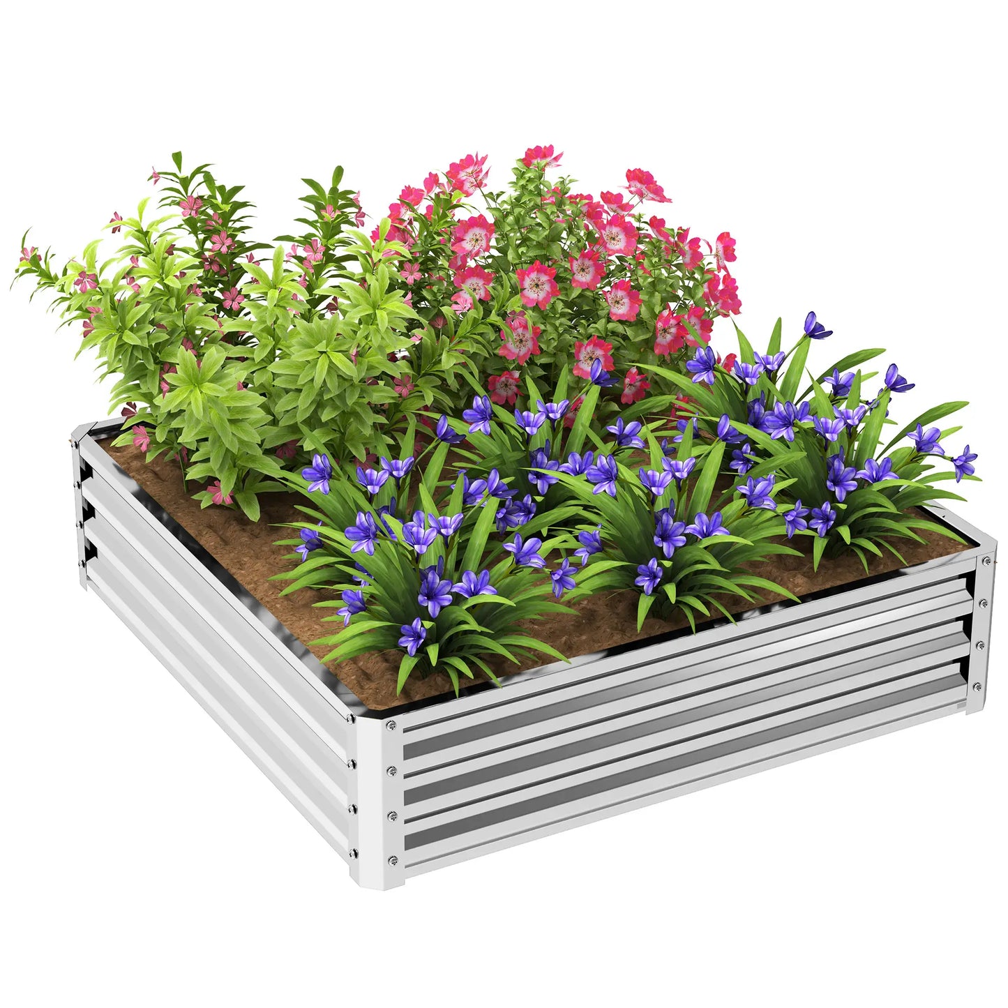4' x 4' x 1' Galvanized Steel Raised Garden Bed, Vegetables, Flowers, Herbs, Silver Raised Garden Beds at Gallery Canada