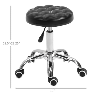 Rolling Swivel Padded Salon Stool with Adjustable Height Wheeled Tattoo Massage Chair Beauty SPA Bar Seat with Thick Padded Black at Gallery Canada