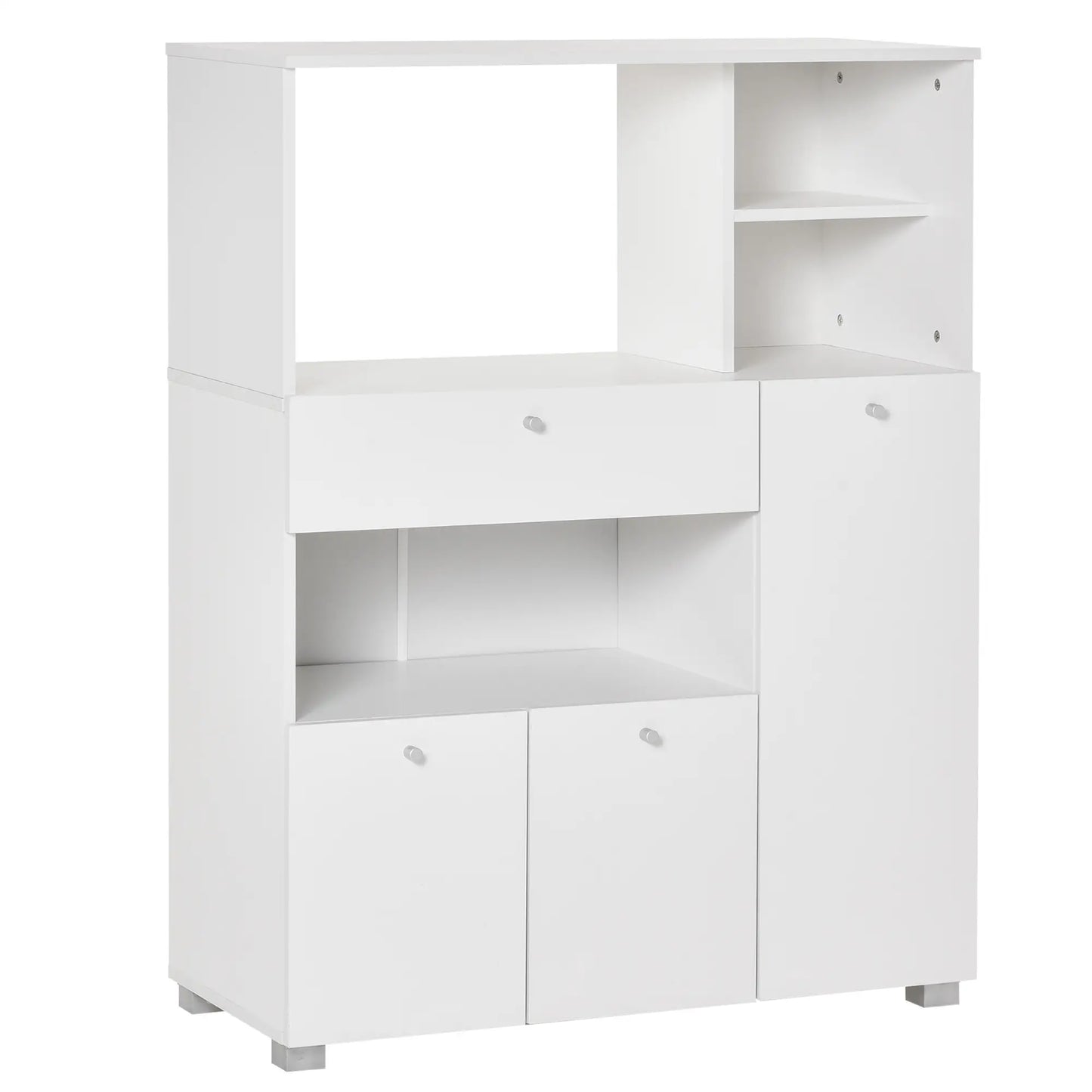 Compact Kitchen Pantry Cabinet, Microwave Stand with Drawer, White Kitchen Pantry Cabinets at Gallery Canada