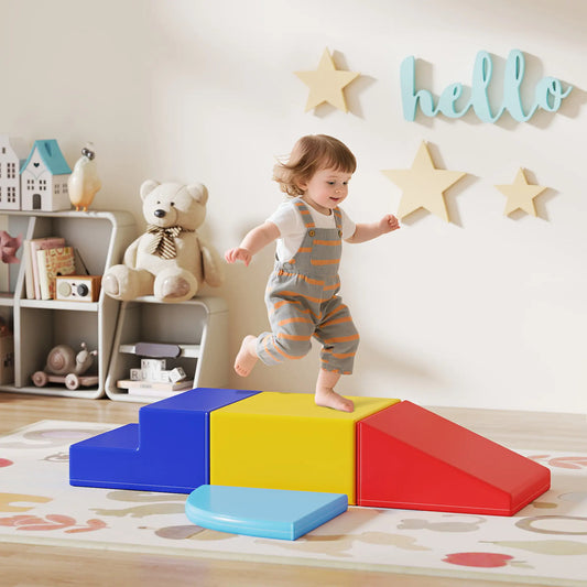 Foam Play Set, Toddler Nugget 4 Pieces, Lightweight Climbing Crawling Sliding Baby Gym & Playmats Yellow, Red, Blue, Light blue at Gallery Canada