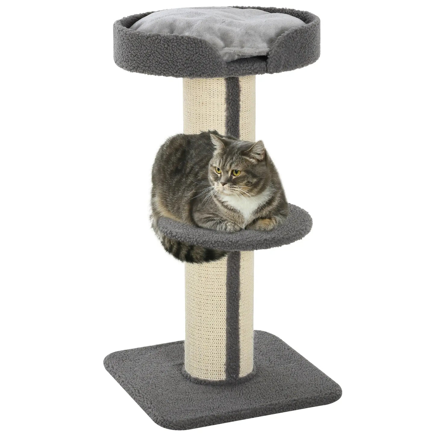 Cat Tree with Scratching Post, Bed, Cushion, Perch, 18" x 18" x 36", Grey Cat Towers at Gallery Canada