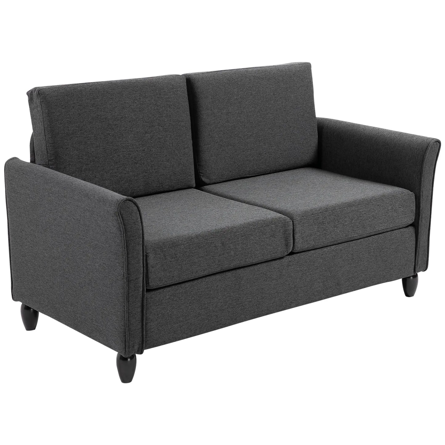 2-Seat Sofa with Armrests, Wood Legs, Dark Grey 2-Seater Sofas at Gallery Canada
