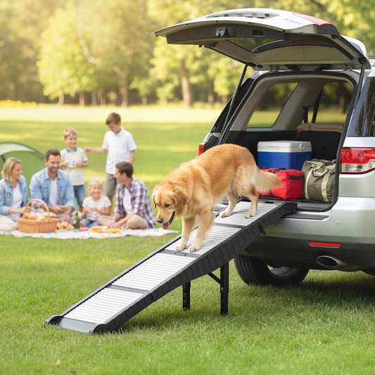 Foldable Dog Car Ramp, 69" x 15.7", Non-Slip TPR Surface, For Dogs Up To 220LBS Dog Stairs Black, White at Gallery Canada