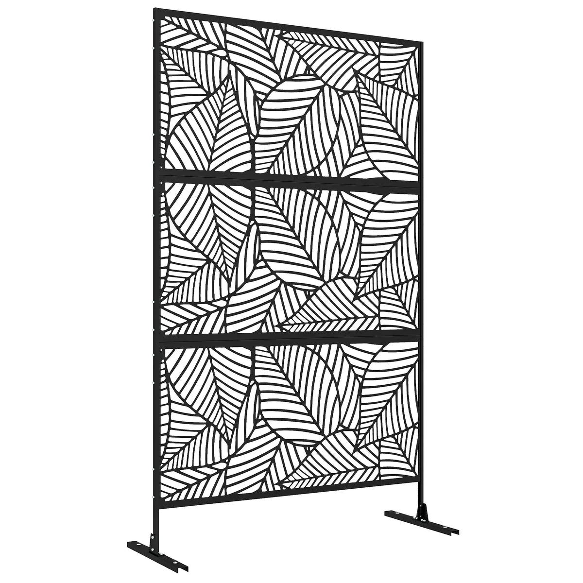 6.5FT Metal Privacy Screen, Large Leaf Style, Black Side Awnings at Gallery Canada