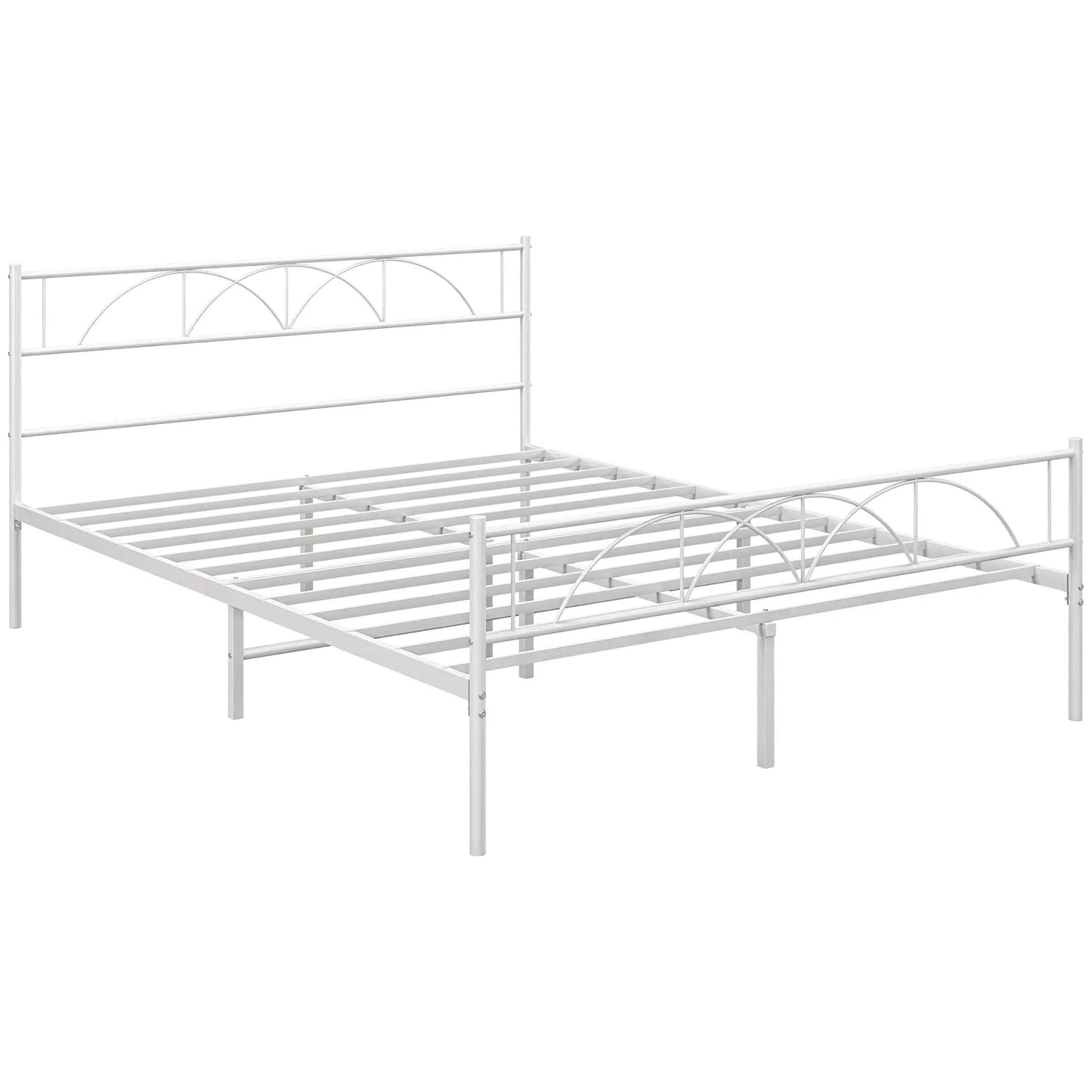 Metal Queen Platform Bed Frame with Headboard, Steel Slat Support, Underbed Storage, No Box Spring Needed, Easy Assembly