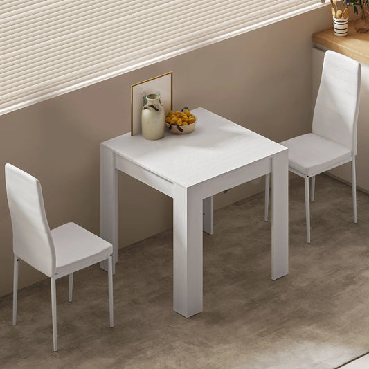 Square Dining Table Set for 2, PU Leather Chairs, White Dining Table Sets White at Gallery Canada