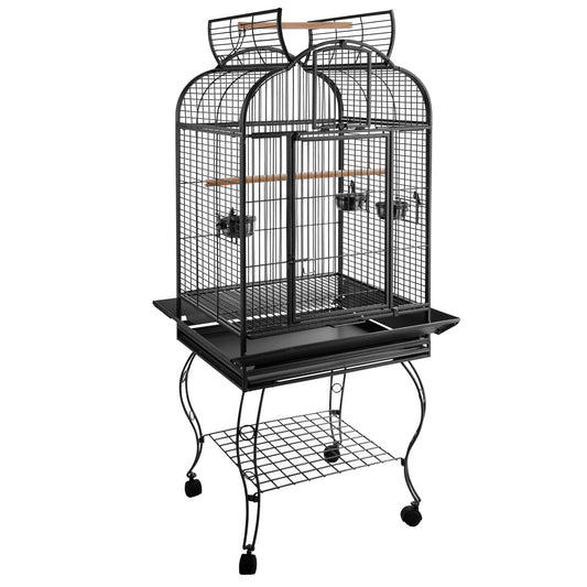 63-inch Large Bird Parrot Cage Rolling Cockatiel Finch Macaw Aviary Cage Open Play Top with 2 Perch 3 Stainless Steel Cup Pet Furniture - Gallery Canada