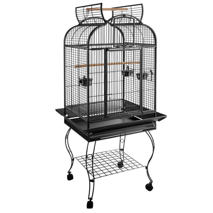 63-inch Large Bird Parrot Cage Rolling Cockatiel Finch Macaw Aviary Cage Open Play Top with 2 Perch 3 Stainless Steel Cup Pet Furniture at Gallery Canada