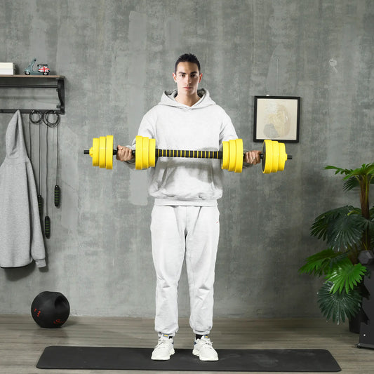 Adjustable Dumbbell Barbell Set 66lbs, Strength Training, Home Gym Dumbbells & Barbells Black and Yellow at Gallery Canada