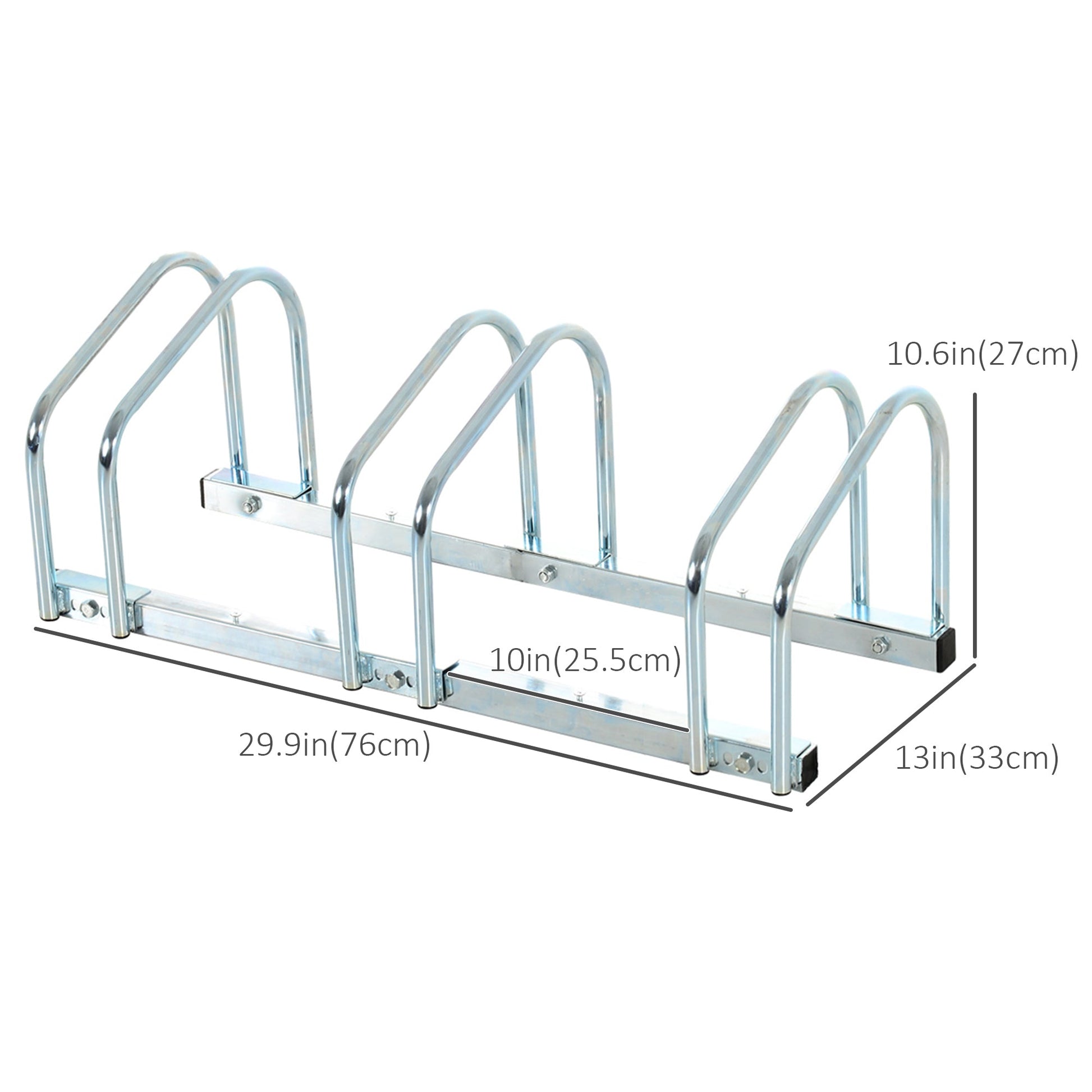 3-Bike Bicycle Floor Parking Rack Cycling Storage Stand Ground Mount Garage Organizer for Indoor and Outdoor Use Silver at Gallery Canada