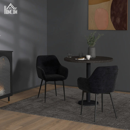 Velvet Fabric Dining Chairs Set Of 2, With Steel Legs, Black Dining Chairs Black at Gallery Canada