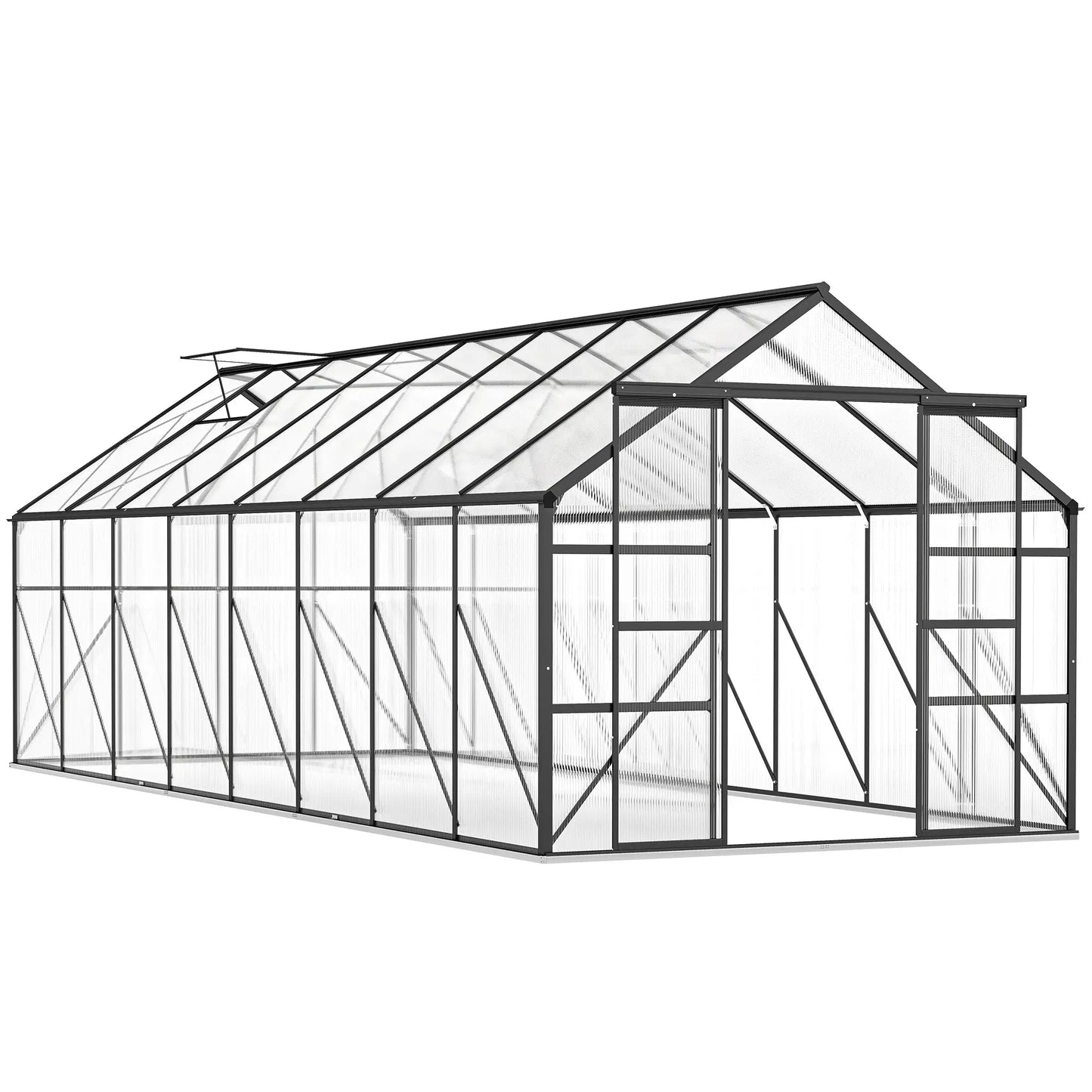 Aluminum Greenhouse Kit, Polycarbonate Walk-In, 16' x 8', Dark Grey Walk In Greenhouses at Gallery Canada