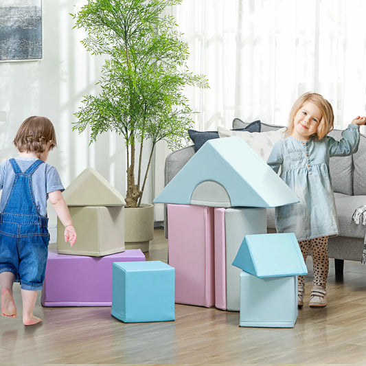 11 Piece Soft Play Blocks, Kids Climb Crawl Gym, Foam Building, Multicolour Baby Gym & Playmats Macaron Colour at Gallery Canada