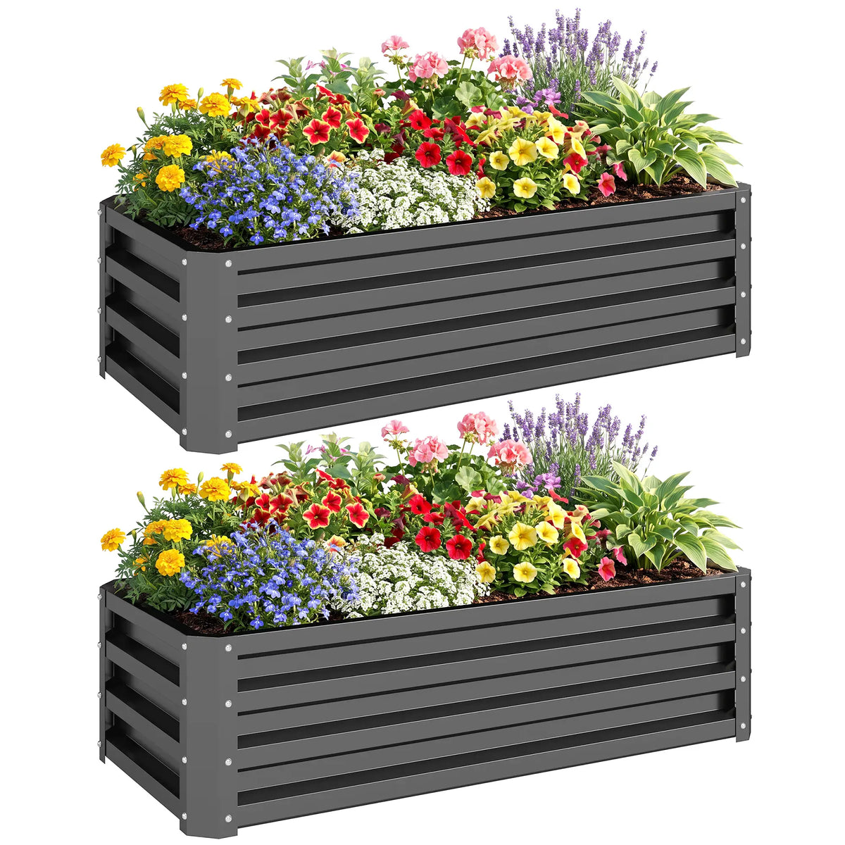 Galvanized Raised Garden Beds, Outdoor Planter Box, Set of 2, Light Grey Raised Garden Beds at Gallery Canada