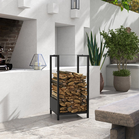Firewood Rack, Log Holder, Indoor Outdoor Wood Storage, 15.4" x 13.8" x 29.9", Black Firewood Racks Black at Gallery Canada