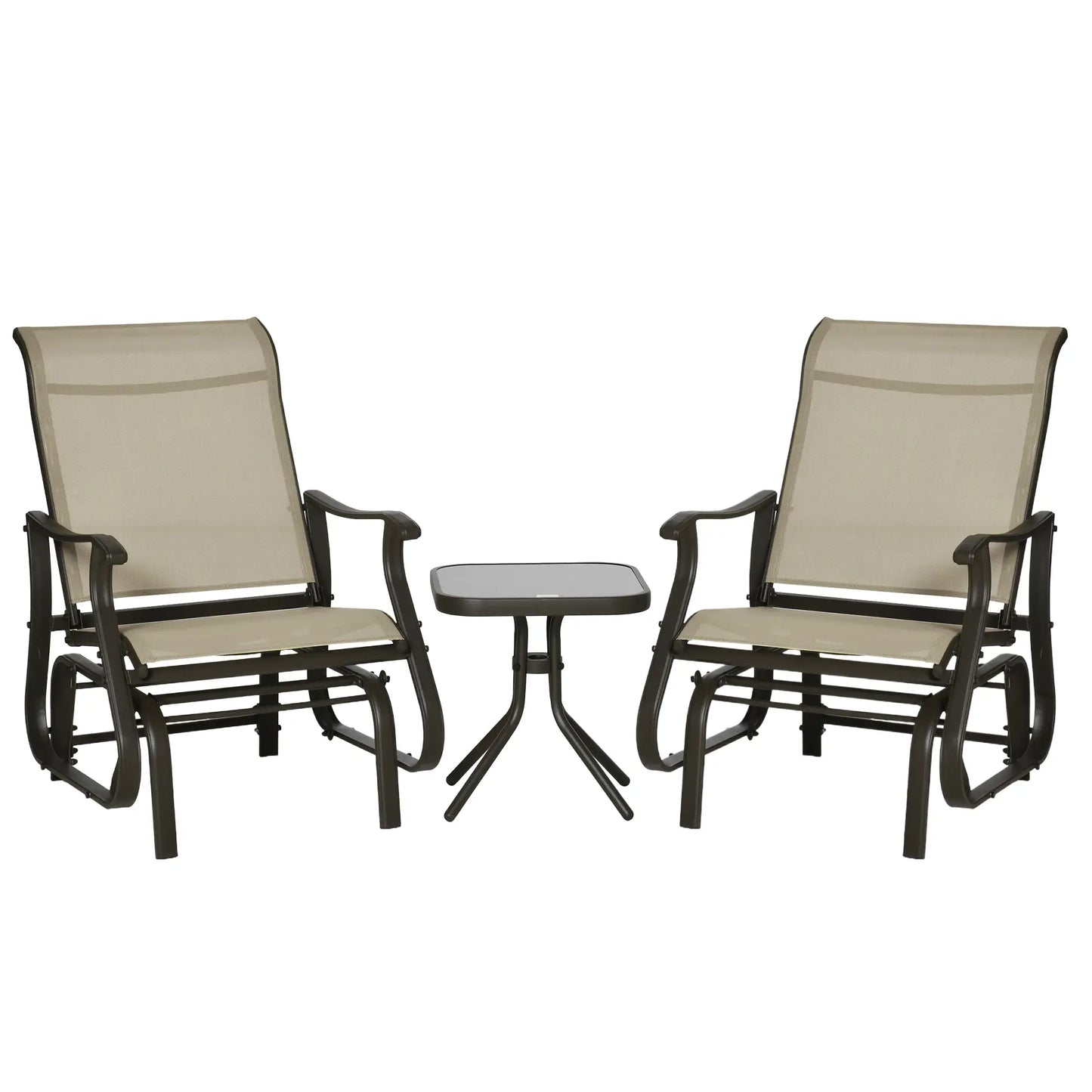 3PCs Gliding Rocking Chair, Bistro Tea Table Set, Grey Outdoor Gliders at Gallery Canada