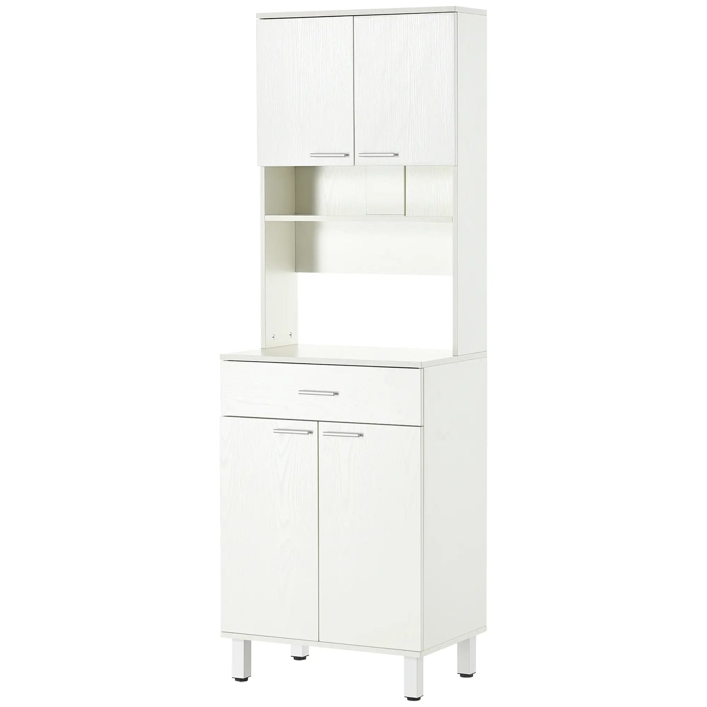 71"H Armoire de cuisine autoportante, buffet avec hutch, blanc