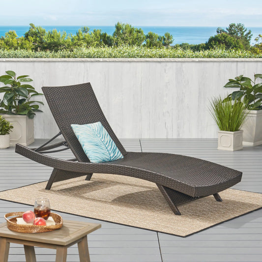 Wicker Chaise Lounge, Adjustable Backrest, Foldable, 79" L x 27.5" W x 38" H, Light Grey Lounger Chairs Light Grey at Gallery Canada
