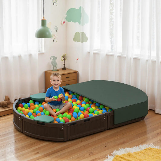 Kids Sandbox with Cover, Seat, Outdoor, Brown Sandboxes & Accessories Dark Green, Brown at Gallery Canada