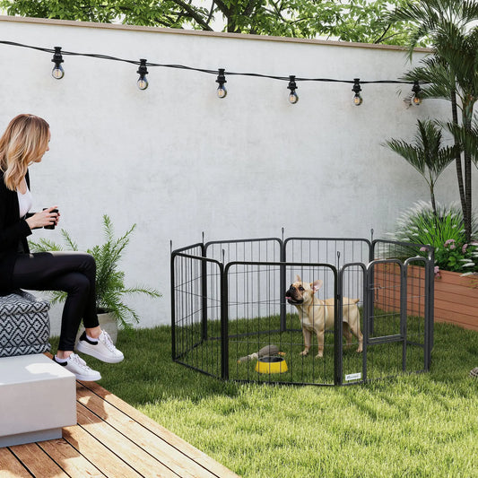 24" Dog Playpen, Portable Foldable 8 Panels, Indoor Outdoor Houses, Kennels & Pens Black at Gallery Canada