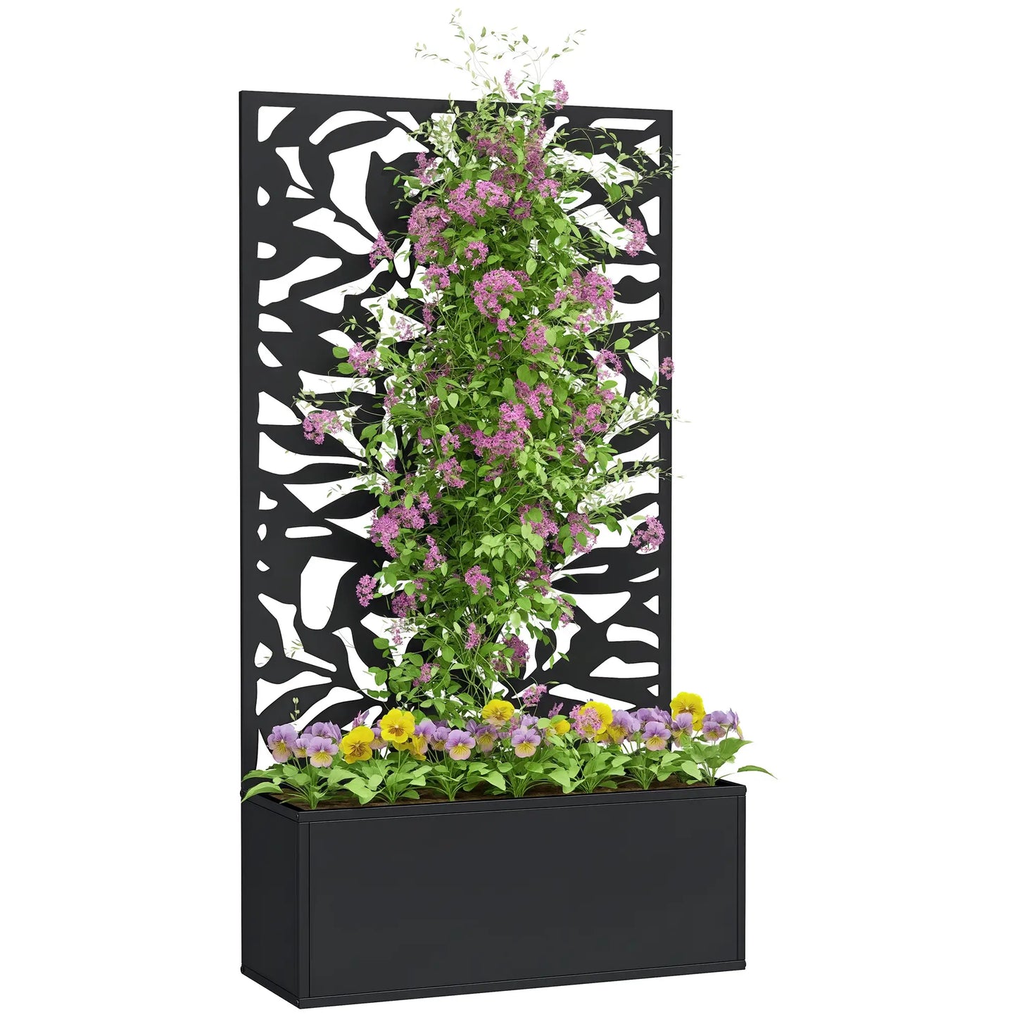 Raised Garden Bed With Trellis, 24" x 9.1" x 44.5", Black Galvanized Planter Boxes at Gallery Canada