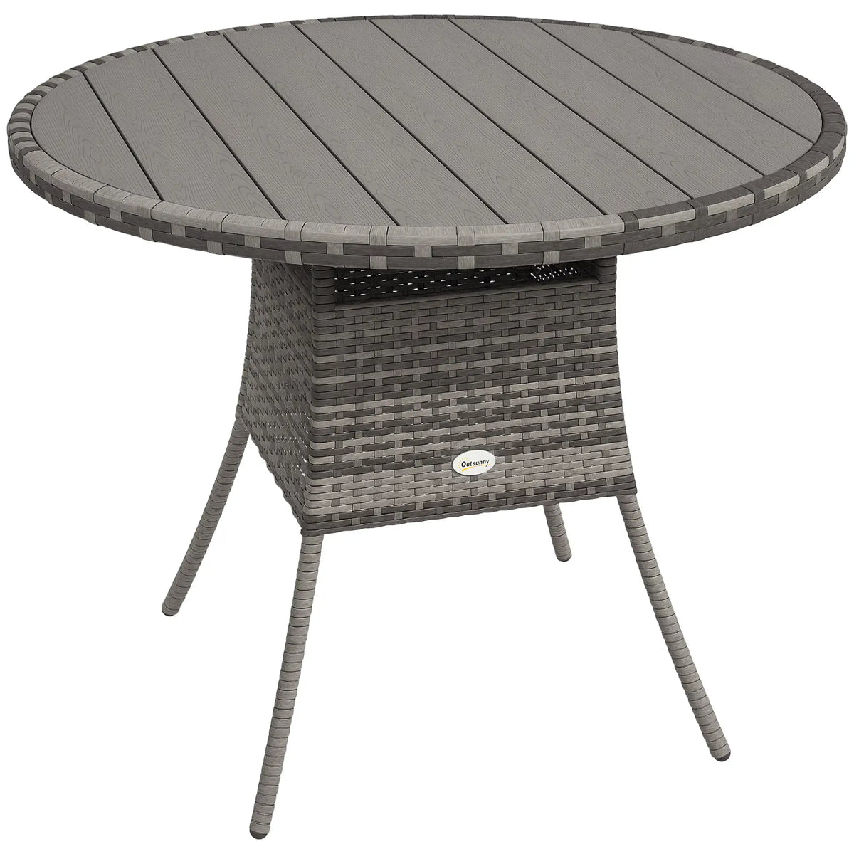 35.4" Outdoor Wicker Dining Table, PE Rattan Patio Furniture, Grey Patio Dining Tables at Gallery Canada