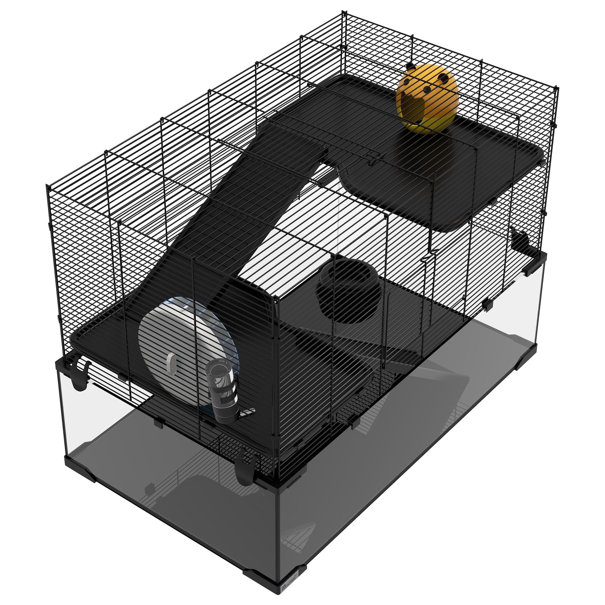 Hamster Cage, Gerbil Cage with Glass Basin for Small Hamsters, Black at Gallery Canada