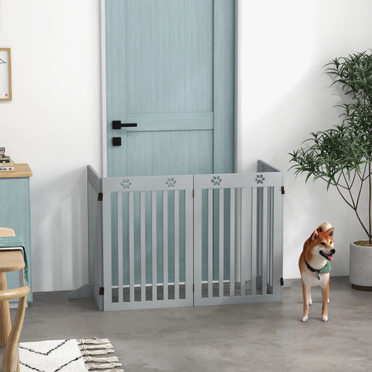 80" Porte pour animaux extra large, autoportante avec pieds de support, gris clair