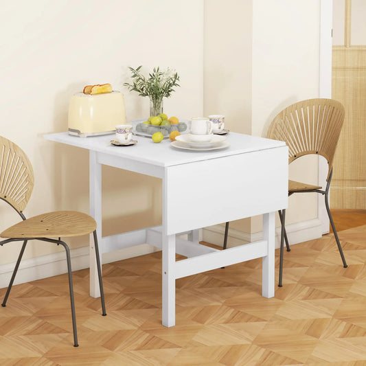 Solid Wood Kitchen Table, Farmhouse Drop Leaf, White Bar Tables & Dining Tables White at Gallery Canada