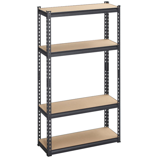 Heavy Duty Garage Shelf, 4-Tier Metal Shelving Unit, Industrial Utility Shelves with Steel Frame and Adjustable Shelves for Garage, Warehouse, Basement, Black and Brown - Gallery Canada