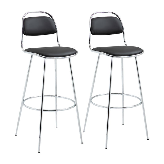 Height Bar Stools Set of 2, Classic PU Leather Bar Chairs for Counter Kitchen with Backrest and Footrest, Black at Gallery Canada
