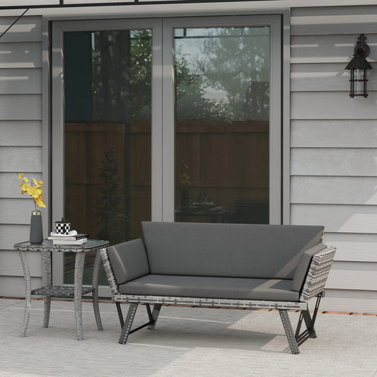 Convertible Wicker Loveseat, Grey Patio Chaise Lounge, Grey Patio Furniture Sets Light Grey at Gallery Canada