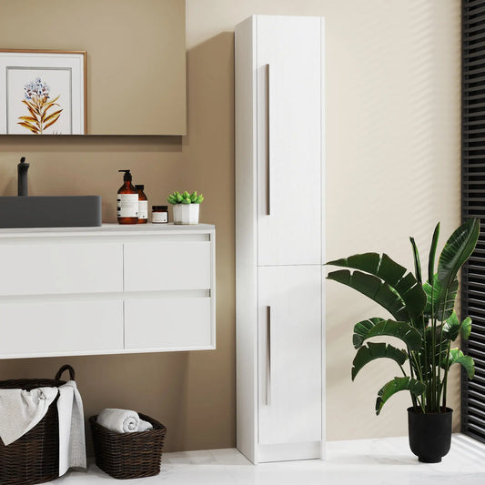 Tall Bathroom Storage Cabinet, Adjustable Shelves, Wood Grain, White Bathroom Cabinets White Wood Grain at Gallery Canada
