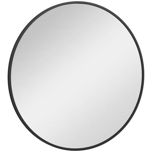 36" Round Mirror, Bathroom Wall Mirror with Metal Frame, Decorative Vanity Mirror for Living Room, Bedroom, Black