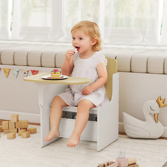 Kids Table And Chair Set With Storage Bin, Ages 3-5, White Kids Table Sets White, Natural wood at Gallery Canada