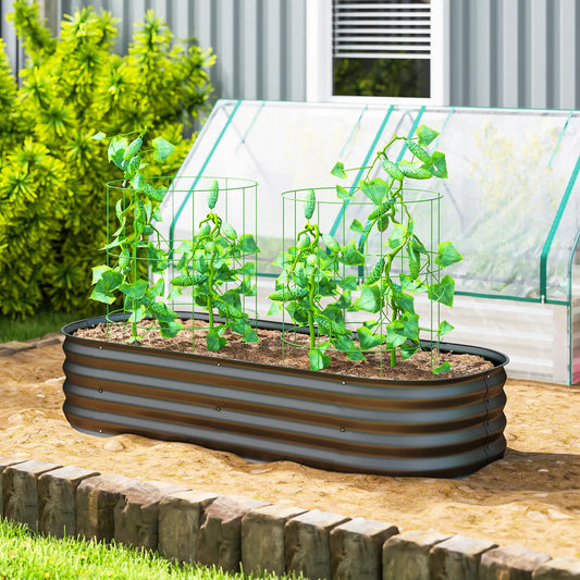 4.9 x 2 x 1ft Galvanized Raised Garden Bed, Metal Planter Box, Dark Grey Raised Garden Beds Dark Grey at Gallery Canada
