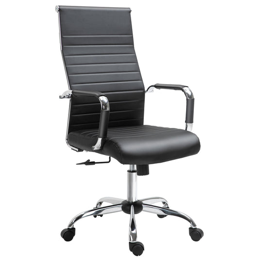 High Back Executive Office Chair Swivel PU Leather Ergonomic Chair, with Arm, Wheels, Adjustable Height, Black at Gallery Canada