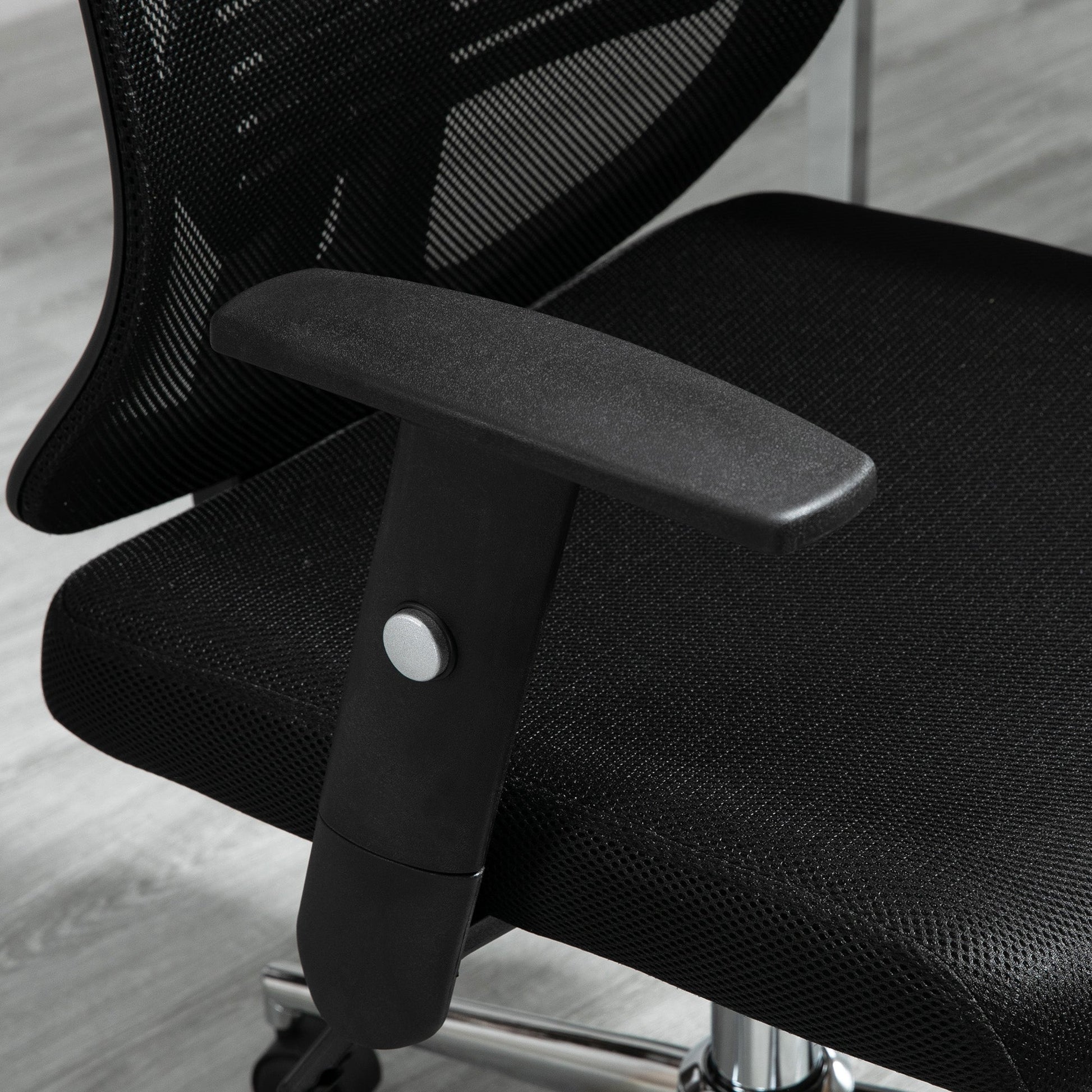 High Back Mesh Chair Office Task Chair with Adjustable Height, Headrest, Arm, Lumbar Back Support, Black at Gallery Canada