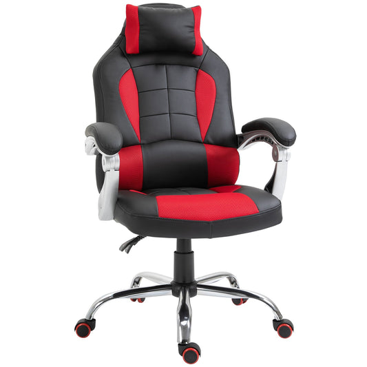 High Back Office Chair, Executive Racing Gaming Chair, Adjustable Recliner with Removable Headrest Pillow for Office, Black and Red - Gallery Canada