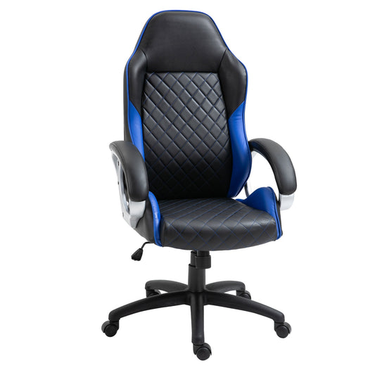 High Back Office Chair Gaming Chair Racing Executive Desk Chair with PU Leather, Adjustable Height, Blue - Gallery Canada