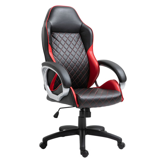 High Back Office Chair Gaming Chair Racing Executive Desk Chair with PU Leather, Adjustable Height, Red - Gallery Canada