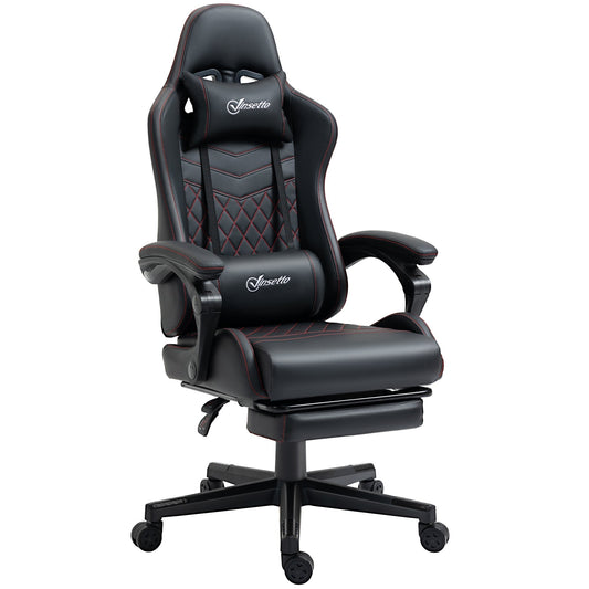 High Back Racing Gaming Chair with Swivel Wheel, PVC Leather Recliner Gamer Desk Home Office Chair, Black Red - Gallery Canada
