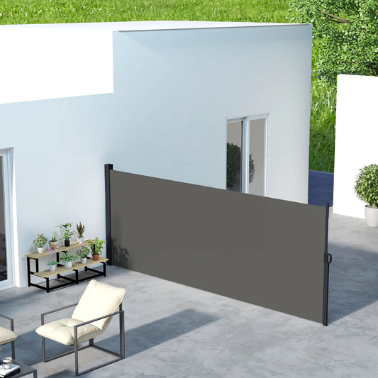 13' x 5' Retractable Side Awning, Outdoor Privacy Screen, Dark Grey Side Awnings Dark Grey at Gallery Canada