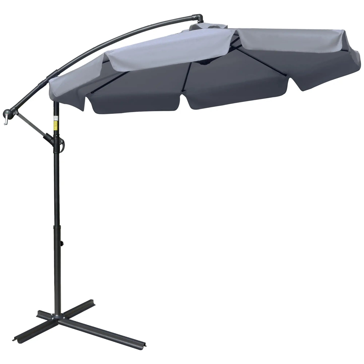 9FT Offset Hanging Patio Umbrella, Easy Tilt, Cross Base, 8 Ribs, Dark Grey Cantilever Umbrellas at Gallery Canada