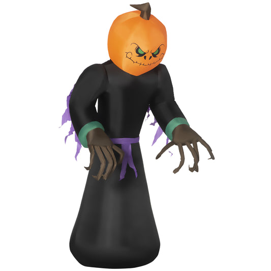 7ft Inflatable Halloween Decoration Pumpkin Reaper, Blow-Up Outdoor LED Yard Display with Lights for Garden, Party, Holiday