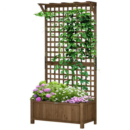 Wood Planter with Trellis for Vine Climbing, Raised Garden Bed, Privacy Screen for Backyard, Patio, Deck, Coffee - Gallery Canada