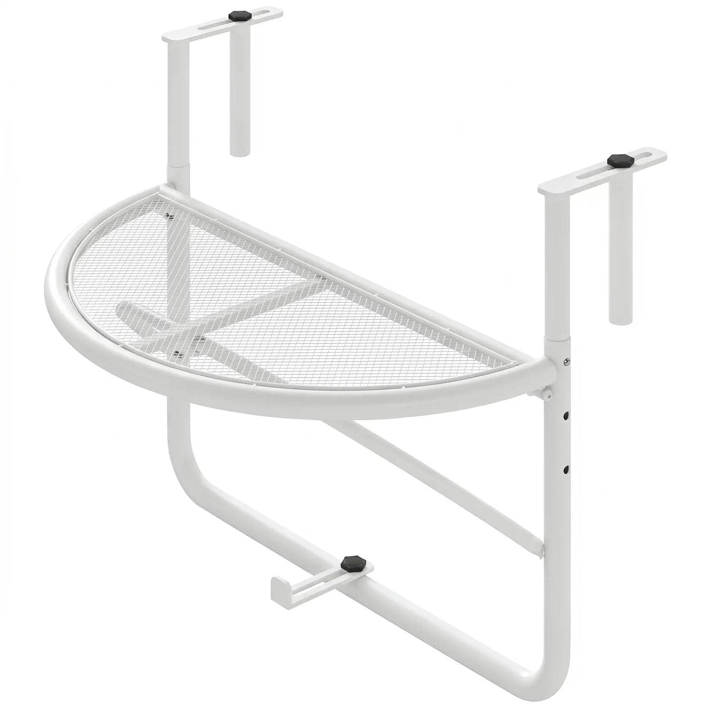 Adjustable Balcony Hanging Table, Metal Wall Desk, Outdoor Flower Stand, Half Round, White Balcony Table Hanging at Gallery Canada