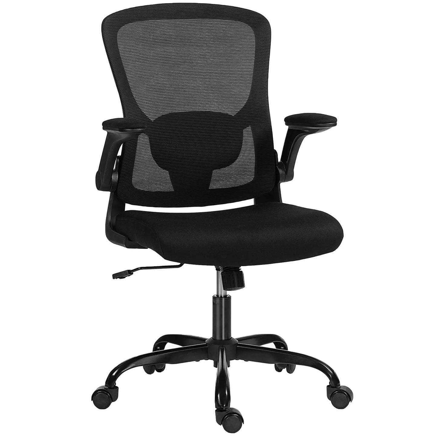 Ergonomic Mesh Office Chair, 4D Lumbar Support, Flip-Up Armrests, Tilt, Black Task Chairs at Gallery Canada