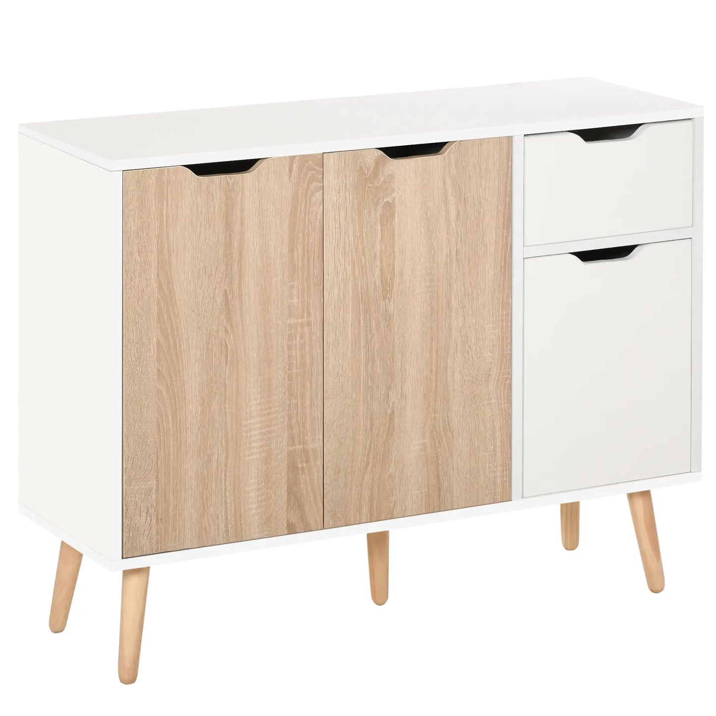 35" Sideboard Storage Cabinet, White and Nature Wood, White, Nature Wood Bar Cabinets at Gallery Canada